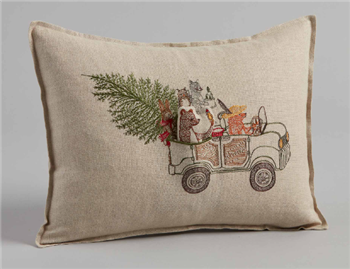 Ciao Bella Coral & Christmas Tree Car Pillow