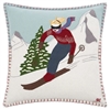 Jan Constantine Alpine Skier Girl Christmas Pillow Petoskey