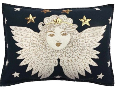 Jan Constantine Navy Christmas Angel Pillow Petoskey