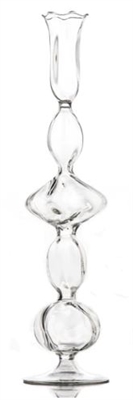 Ciao Bella Flat Ball Base Clear Glass Candlestick