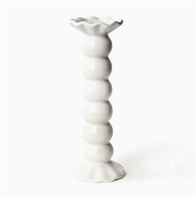 Ciao Bella White Ruffle Large Knob Candle Holder