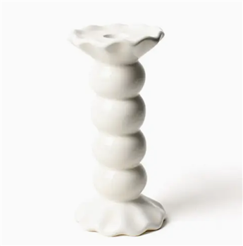 Ciao Bella White Ruffle Medium Knob Candle Holder