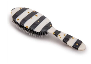 Ciao Bella Black & White Stripes with Gold Dots Hairbrush