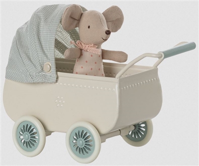 Ciao Bella Maileg Pram and Baby Mouse