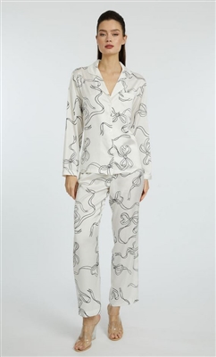 CB Wrap Up Bow White PJ Long Set